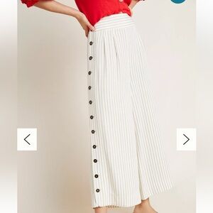 Anthropologie Women’s Striped Wide-Leg Crop Trouser Pants Brown Beach Sz 8